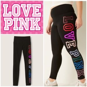 NWT Victoria’s Secret Pink Black High Waist Logo Full Length Leggings Large